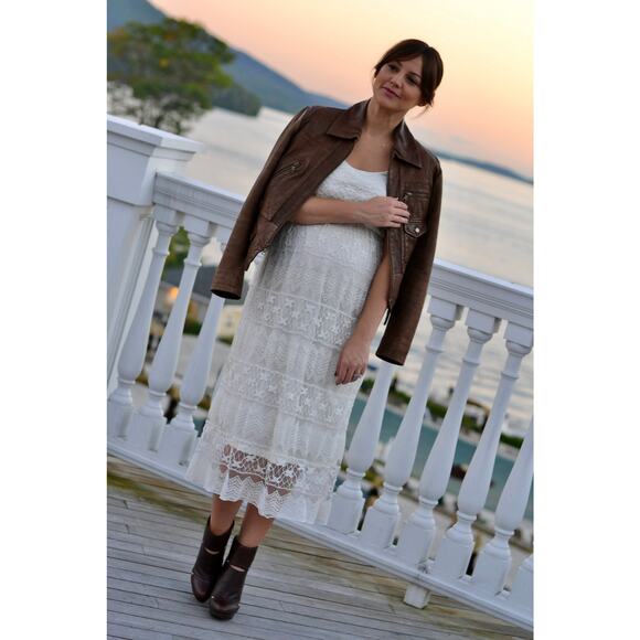 ASOS NWT Cream Floral Lace Midi / Maxi Dress – Size Maternity 10 - Picture 3 of 10